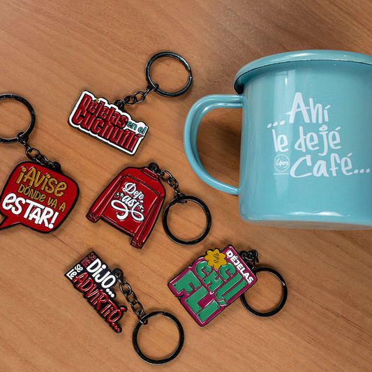 Combo flow: taza peltre + llavero